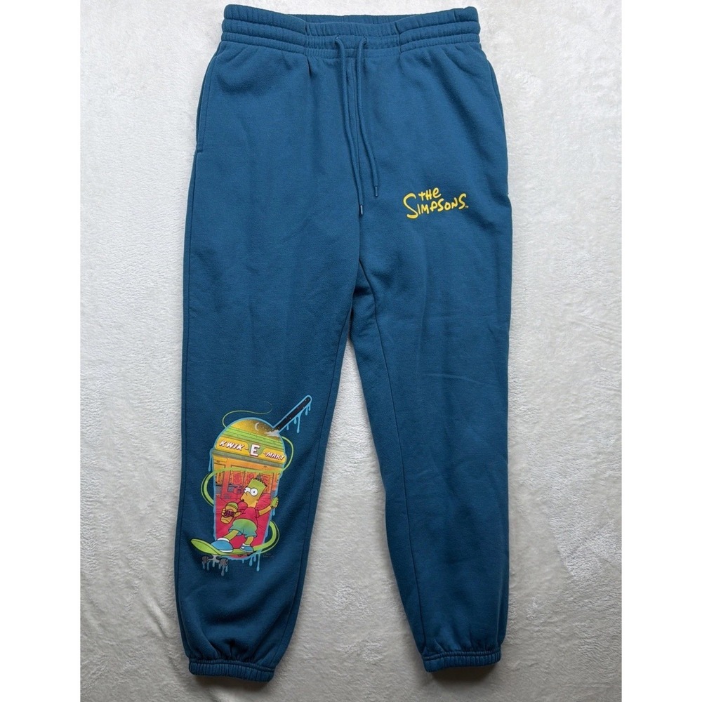 The Simpsons Sweatpants Men's Medium Blue Graphic Jogger Lounge Cartoon Pants
